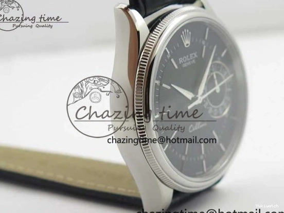 Date BP Markers Leather Real Strap Black Black on Edition Maker 50519 Sticks Dial SS Best SA3165 Cellini 0320